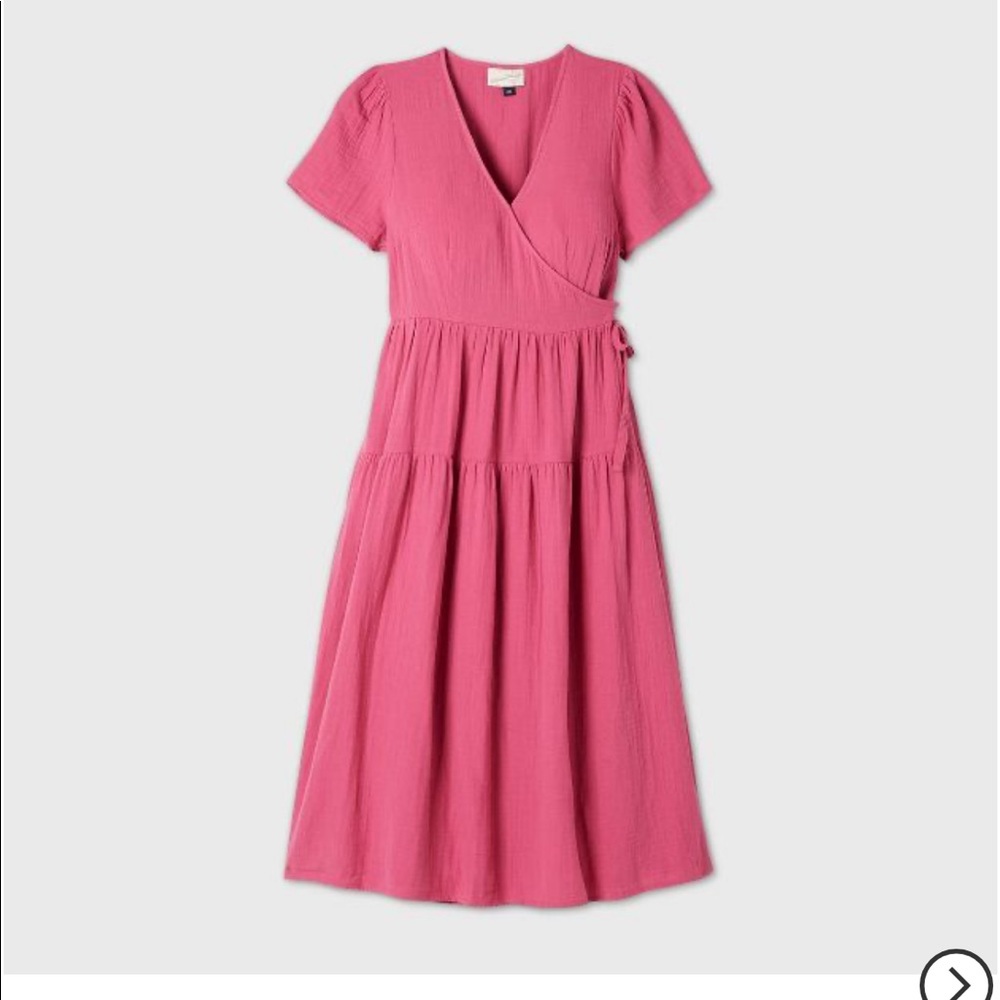 Women's XL Short Sleeve Wrap Dress - Universal Thread™ PINK X-LARGE